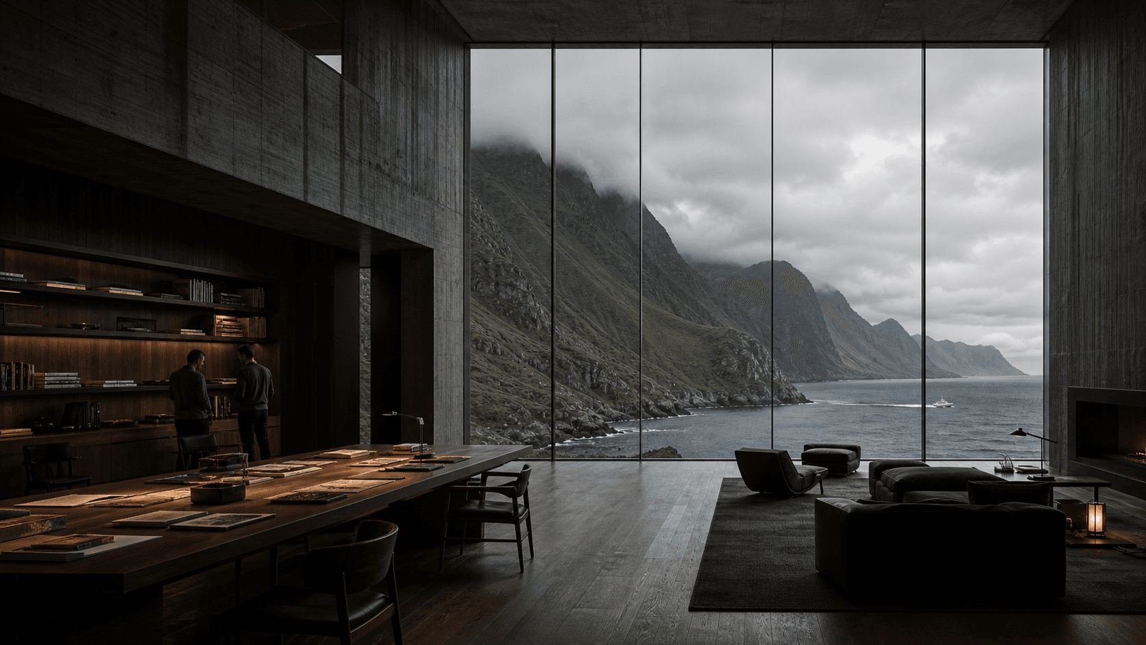 Miguelitia headquarters concept overlooking ocean and mountains